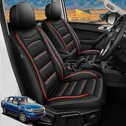 AOMSAZTO Ford Ranger Seat Covers: Full Set Custom Fit 2019 2020 2021 2022 2023 2024 2025 Ford Ranger Breathable Waterproof Leather Seat Protector(5 Seats, Redline)