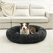 Round Dog Bed for Large Dog Bed Super Soft Cat Bed Long Plush Pet Dog House for Medium Dog House Winter Warm Sleeping(XXXL 100cm)