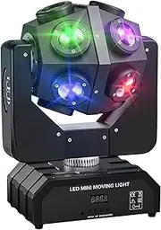 Moving Head DJ Light – 12 x 12W RGBW LED Stage Lighting with 360° Rotation, DMX512 & Sound Activated, Strobe Effects for Parties, Weddings, Concerts