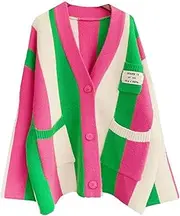 [JASCLS] Women's Long Sleeves Leopard Print Knitting Cardigan Open Front Thick Sweater Outwear Coats with Pocket