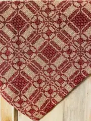 New Primitive TAN RED LOVER'S KNOT TABLE SQUARE Coverlet Tablecloth Topper 52"