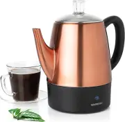 Electric Coffee Percolator Copper Body with Stainless Steel Lids Coffee Maker, P
