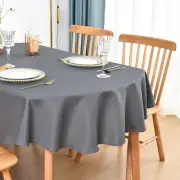Oval Tablecloth 52x70 Inch Polyester Fabric Table Cloth Solid Grey Heavy Duty...