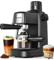 KEENSTAR 4 Cup Compact Espresso Cappuccino Latte Coffee Machine - Milk Frother
