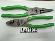Snap-on Tools NEW 2pc GREEN Grip LONG LEVERAGE Pliers Lot Set LN47ACFG 47ACFG