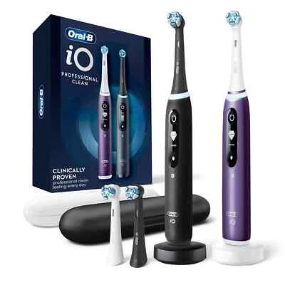 Oral-B iO Series 7 Electric Toothbrush, Purple Amethyst and Black Onyx, 2 pk., 4