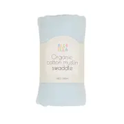Organic cotton muslin swaddle - Baby Blue