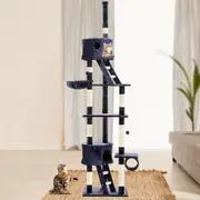 260cm Cat Tree i.Pet Tower Scratching Post Scratcher Condo House Bed Grey