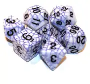 New 7 Piece Spider Web Polyhedral Dice Set - Blue w/ Navy Bag