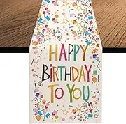 Happy Birthday Table Runner,Spring Summer Holiday Dining Table Runners for Home Party Décor 13x108 Inch