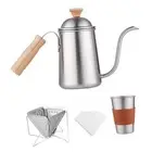 Stainless Steel Coffee Pot Gooseneck Coffee Kettle with Filter Papers Portable
