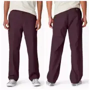Dickies Men's Size 34x30 Skateboarding Regular Fit Chino Workwear Pants Maroon