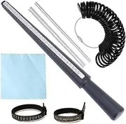 7 Pieces NEDLON Ring Size Measuring Tool with Plastic Mandrel & Ring Sizer Guage, Four Stick Mandrel and Ring Gauge Finger Sizing for Jewelry Making