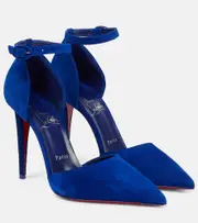 [Christian Louboutin] Christian Louboutin Astrida Bride 100 suede pumps AU 3.5 blue
