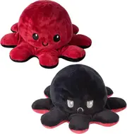 Reversible Octopus Plush Toy,Octopus Stuffed Animal, Soft Plush Gift for Kids, Girls, Family, Friends (20cm - Red & Black)