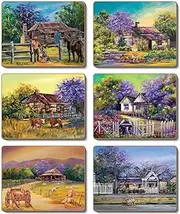 Cinnamon Jacaranda House Placemats 6-Pieces Set, 34 x 26.5 cm, Multicolor
