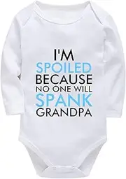 [WOOYONGING] I'm Spoiled Because No One Will Spank Grandpa Baby Neutral Outfits Long Sleeve Bring Home Baby Girl Outfit Newbor