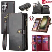 For Samsung S25 S24 FE S23 S22 S21 S20+ Ultra Detachable Zip Leather Wallet Case