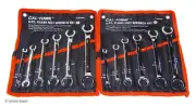 FLARE NUT WRENCHES, 12-pc set, MM & SAE, metric & standard, brake line tools