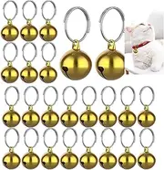 Pet Collar-Pendant - 24PCs Cat & Dog Collar Bells - Copper Bell Training Charm DIY Crafts Bells for Pet Cat Dog Necklace (Golden 14MM)