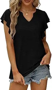 [Cloudsemi] Women's Short Sleeve V Neck Sexy Summer Tops Tunic Tops Top Shirt Summer Spring
