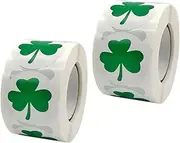 KALLORY 2 Rolls Patrick's Day Theme Stickers of Decorative Present Packing Decals Patterned Labels for Crafting Baking and Surprise