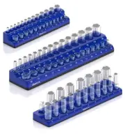 Olsa Tools Magnetic Socket Organizer 3 Piece Socket Holder Kit Blue