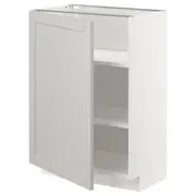 METOD base cabinet with shelves, white/Lerhyttan light grey, 60x37x80 cm