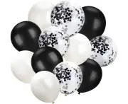 White Black Confetti Balloons 100 Pack 12 Inch Party Balloons White Black Latex Balloons for Weddings, Birthday Party