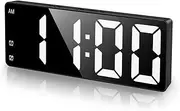 ORIA Digital Alarm Clock, LED Alarm Clock with Large Display, Desk Clock with Temperature, Dual Alarm, Snooze, Sound Control Function, USB Charging Bedside Clock for Bedroom, Office -Black