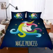 Mixed Hair Unicorn 3D Printing Duvet Quilt Doona Covers Pillow Case Bedding Sets