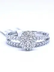 Diamond Wedding Set - 1/2 Carat - Oval Halo 10k White Gold Size 6.