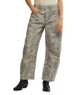 Free People We The Free Good Luck Leopard Barrel Leg Jeans in Snake Combo