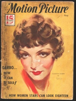 MAG: Motion Picture 5/1933-Claudette Colbert-Marland Stone-Jean Harlow-Greta ...