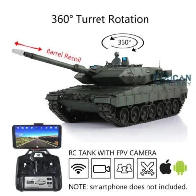 1/16 Henglong 7.0 Leopard2A6 3889 BB IR RC Tank Barrel Recoil Metal Tracks Smog