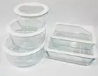❤️ 10-pc PYREX ULTIMATE Food Storage Container Set WHITE Silicone & Glass LIDS