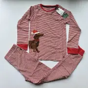 Joules Sleepwell Festive Pyjama Set - Red Stripe Dog - *BNWT*