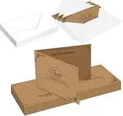 Gift Certificates, Blank Kraft Gift Certificates for Business, 50 Blank Gift Certificate with 50 Envelopes, Good for Gift, Beauty Salon, Restaurants and Birthday, 3.9x5.9inches
