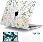 DONGKE for MacBook Air 13.6 Inch Case 2025 2024-2022 A3240 A3113 A2681 M4 M3 M2 Chip Touch ID, Plastic Hard Shell & Keyboard Cover & Type C Adapter for MacBook Air 13 inch M4, Flowers & Plants