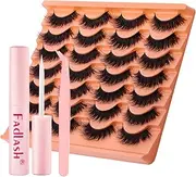False Eyelashes Kit Thick and Voluminous Cat Eye Lashes Wear Comfortable Fake Lashes with Thin Band, 14 Pairs Lash Applicator Tool at Home by FADLASH,LZDD