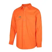 Hi Vis Lightweight Adjustable Cuff Long Sleeve Orange Cotton Shirt - XXS