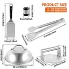 6Pcs Smash Burger Kit with Lid Griddle Spatula 5.5 Inch Stainless Steel clrsa