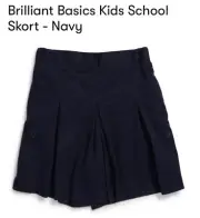 Brilliant Basics Kids School Skort - Navy Size 8 New Free Shipping