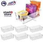 6pk Fridge Pantry Food Storage Container Handle Crystal Clear Plastic Cabinet AU