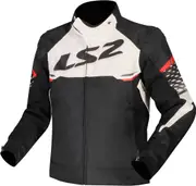 LS2 Apex waterproof Motorcycle Textile Jacket, black-white-red, Size M for Men Black White Red
