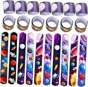 Totority 36pcs Space Theme Slap Bracelets for Fun Wristbands Lightweight Safe Slap Random Styles Party Favors for Boys