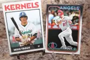 2009-2024 kernels/angels mike trout rookie card#28 mike trout card#27 2 cards lo