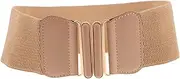 [BESPORTBLE] Fashionable Wide Belt for Women Adjustable Elastic Waist Cincher with Double Oval Buckle Versatile Styling for Dresses Skirts Tunics Comfortable Stylish Accessory