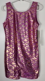 Danskin Gymnastic Girls Size I (6x-7) Pink w/Gold Shortall NWT