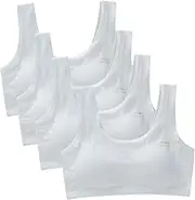 [Ztexkee] Girls' Stretchy Cotton Bralette 4PCS Comfort Lace Bra Students Vest Bra Soft Breathable Bra Training Sports Bra